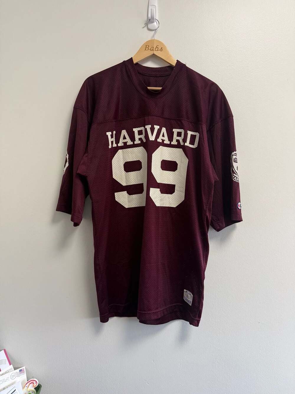 Champion Harvard University 99 Football Jersey Size L Burgundy